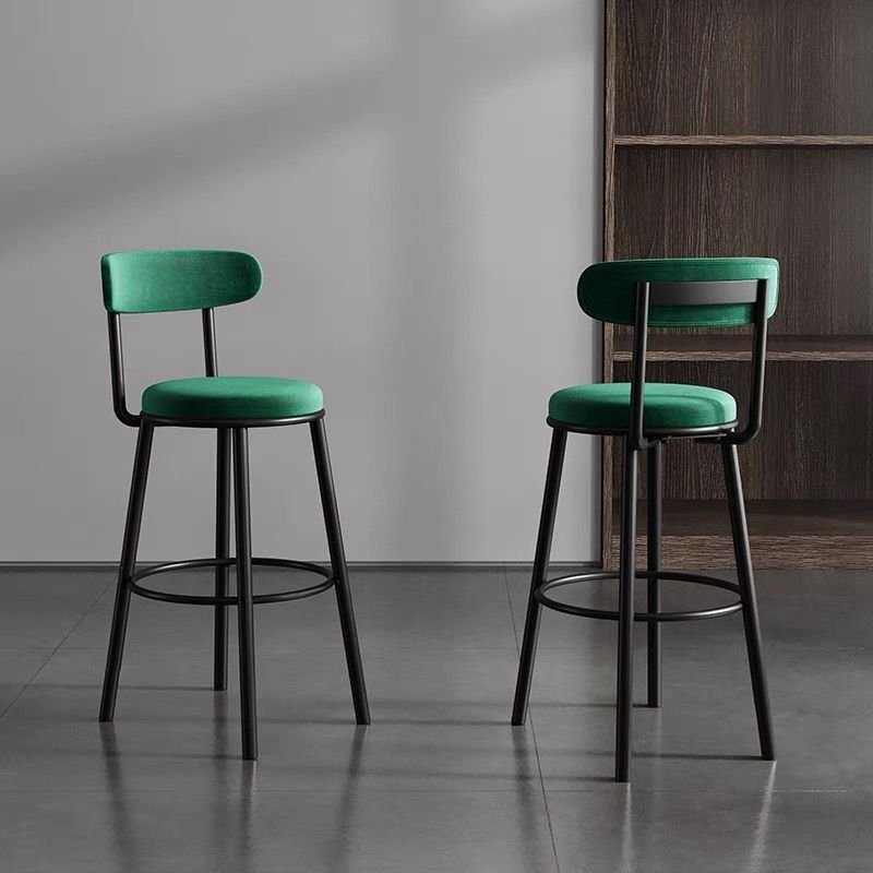 Nordic Velvet Bar Stool with Backrest