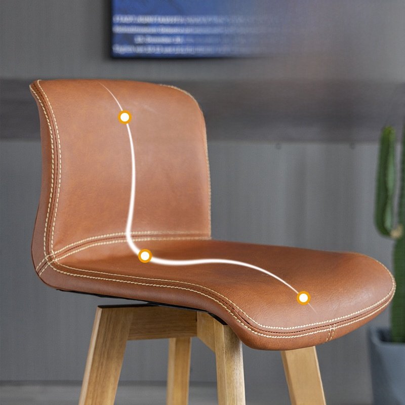 Swivel Bar Chair with Backrest Solid Wood Frame - Image 5